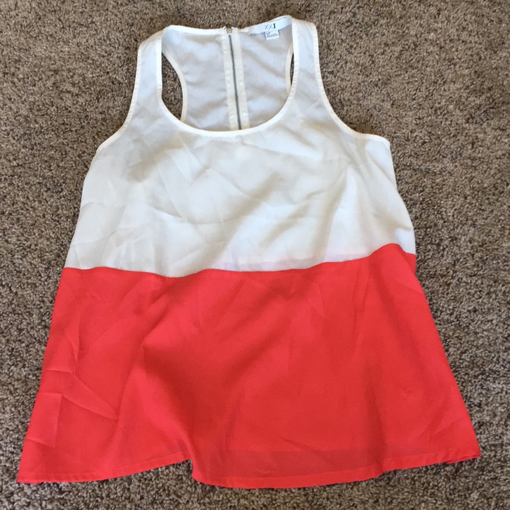 Zippered back two tone tank